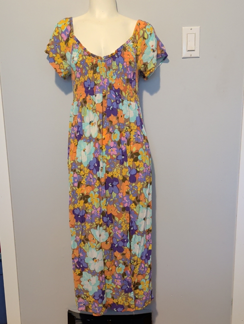 O'Neill Floral Maxi Dress in Orange, Purple, Aqua